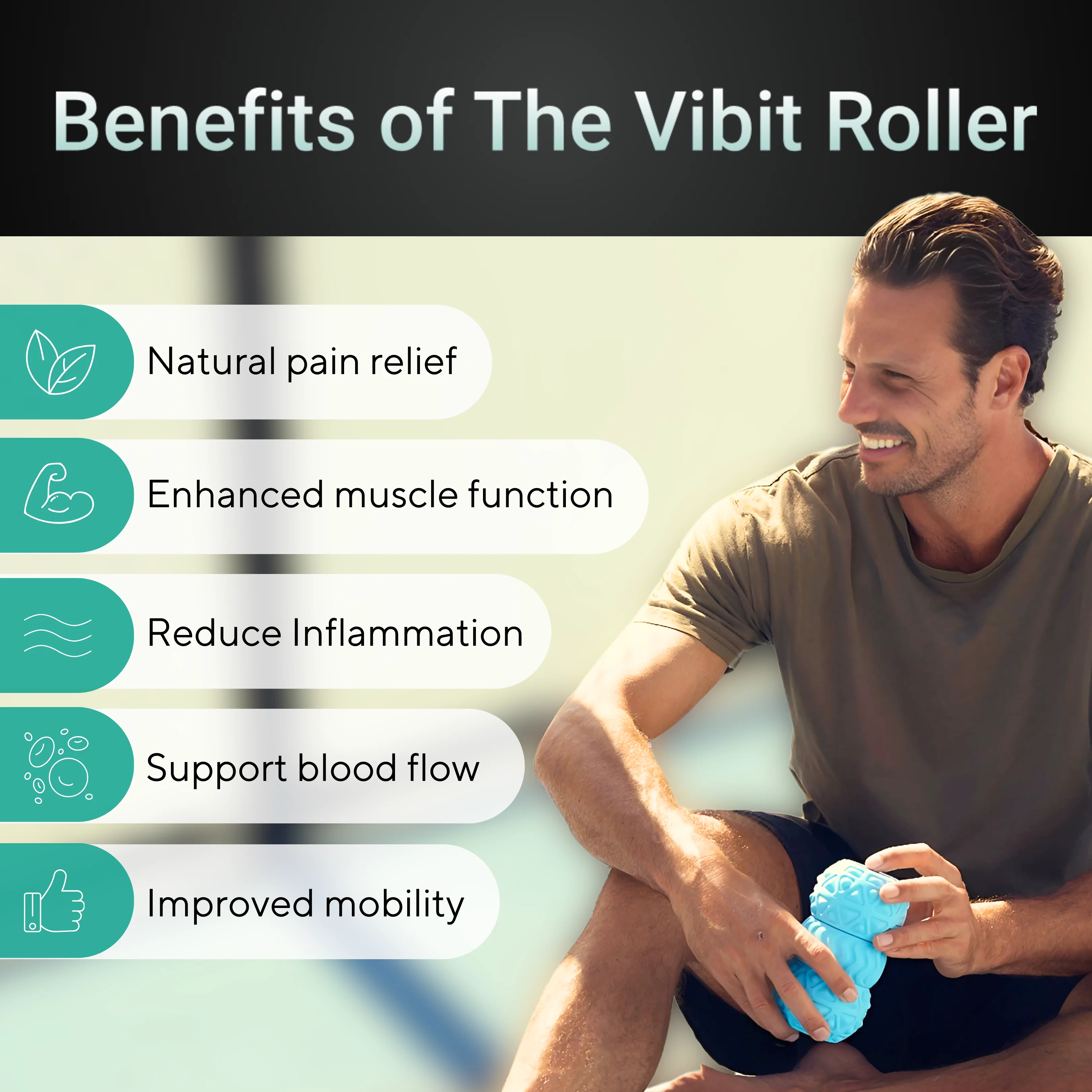 Portable Vibrating Massage Roller - Vibit ROLL - Image 5